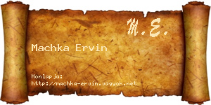 Machka Ervin névjegykártya